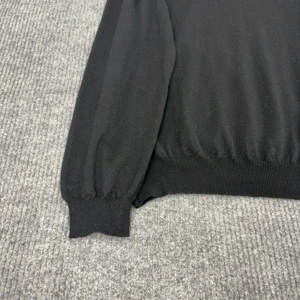 J Ashford Sweater Mens L Black Knit Mock Neck Classic Minimalist